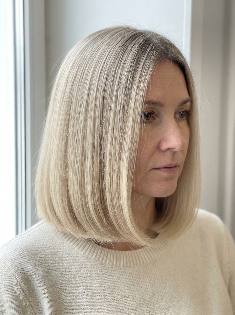 Blunt Blonde Bob mittellang als Blonde Bob Frisuren Inspiration 2026